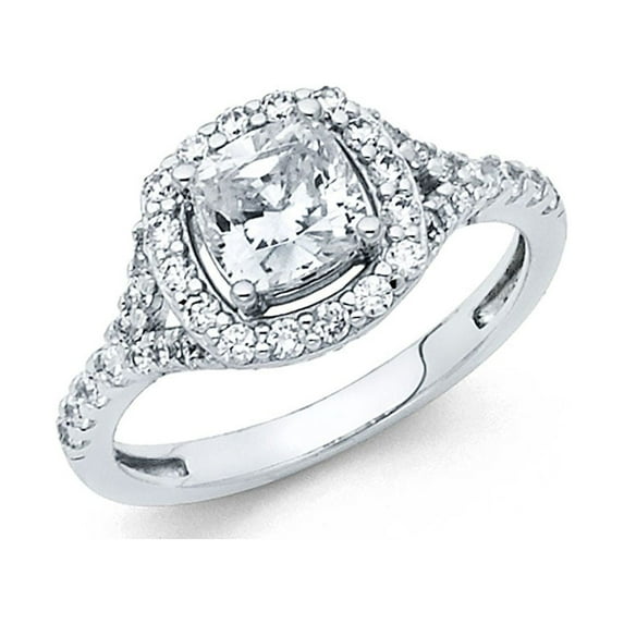 FB Jewels 14K White Gold Cubic Zirconia CZ Engagement Ring Size 9.5