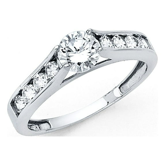 FB Jewels 14K White Gold Cubic Zirconia CZ Engagement Ring Size 9