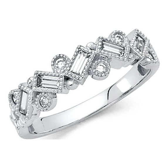 FB Jewels 14K White Gold Cubic Zirconia CZ Fashion Anniversary Ring Size 10