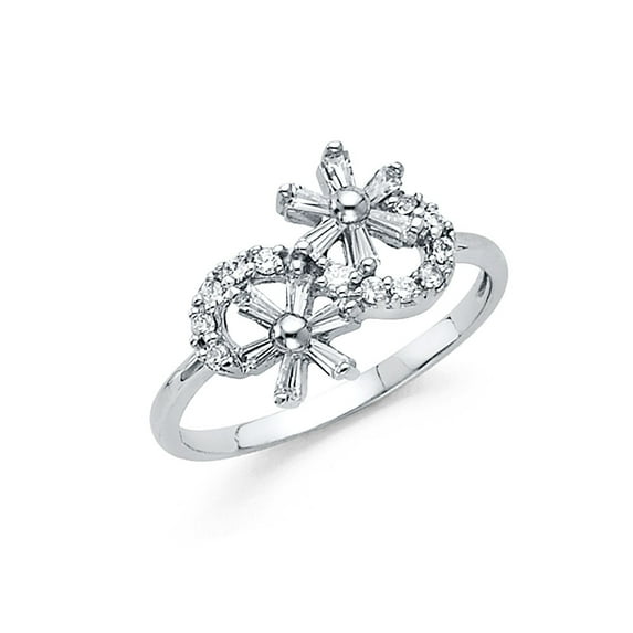 FB Jewels 14K White Gold Cubic Zirconia CZ Fashion Anniversary Ring Size 11