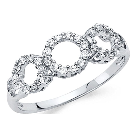 FB Jewels 14K White Gold Cubic Zirconia CZ Fashion Anniversary Ring Size 8