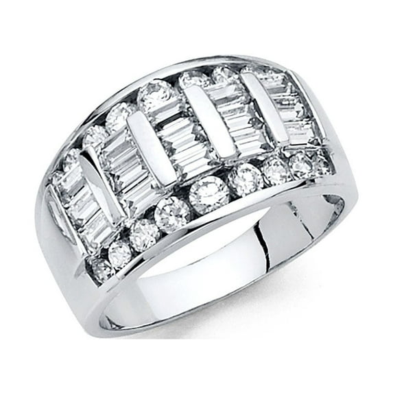 FB Jewels 14K White Gold Cubic Zirconia CZ Fashion Anniversary Ring Size 9.5