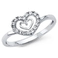 thumbnail image 1 of FB Jewels 14K White Gold Cubic Zirconia CZ Heart Fashion Anniversary Ring Size 5.5, 1 of 1