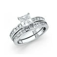thumbnail image 1 of FB Jewels 14K White Gold Cubic Zirconia CZ Wedding Band and Engagement Bridal Ring Two Piece Set Size 8, 1 of 1