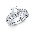 thumbnail image 1 of FB Jewels 14K White Gold Cubic Zirconia CZ Wedding Band and Engagement Bridal Ring Two Piece Set Size 9, 1 of 1