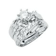 thumbnail image 1 of FB Jewels 14K White Gold Cubic Zirconia CZ Wedding Band and Engagement Bridal Ring Two Piece Set / Trio Set Size 7.5, 1 of 1