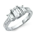 thumbnail image 1 of FB Jewels 14K White Gold Emerald Cubic Zirconia CZ Engagement Ring Size 5.5, 1 of 1