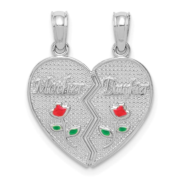 FB Jewels 14K White Gold Enameled Mother - Daughter Pendant