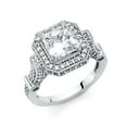 thumbnail image 1 of FB Jewels 14K White Gold Princess Cut Square Shaped Cubic Zirconia CZ Engagement Ring Size 12, 1 of 1