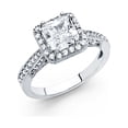 thumbnail image 1 of FB Jewels 14K White Gold Princess Cut Square Shaped Cubic Zirconia CZ Engagement Ring Size 6, 1 of 1