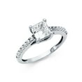 thumbnail image 1 of FB Jewels 14K White Gold Princess Cut Square Shaped Cubic Zirconia CZ Engagement Ring Size 6, 1 of 1