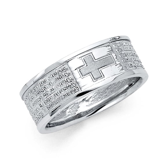 FB Jewels 14K White Gold Religious Mens Fashion Anniversary Ring Size 9