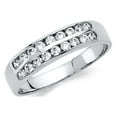 thumbnail image 1 of FB Jewels 14K White Gold Ring Cubic Zirconia CZ 2 Row Band Size 7, 1 of 1