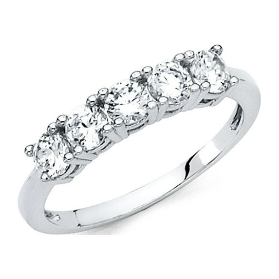 FB Jewels 14K White Gold Ring Cubic Zirconia CZ Anniversary Wedding Band Size 8.5
