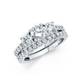thumbnail image 1 of FB Jewels 14K White Gold Ring Cubic Zirconia CZ Fashion Anniversary Bridal Engagement Two Piece Set Size 7.5, 1 of 1