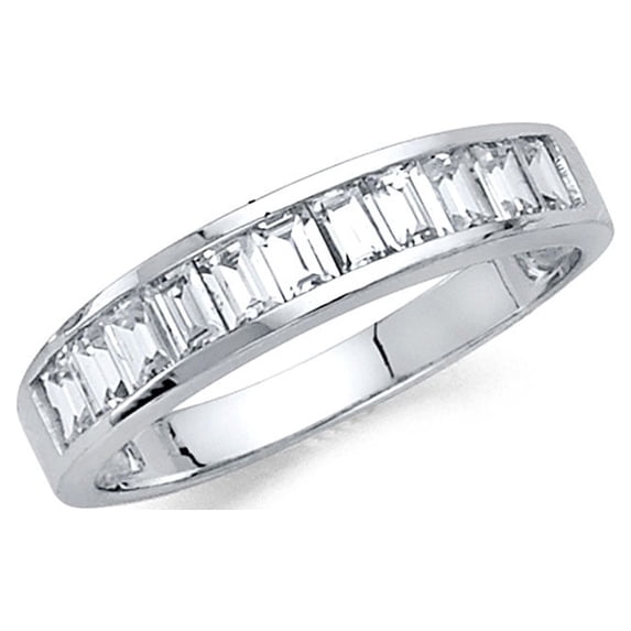 FB Jewels 14K White Gold Ring Cubic Zirconia CZ Ladies Anniversary Wedding Band Size 11