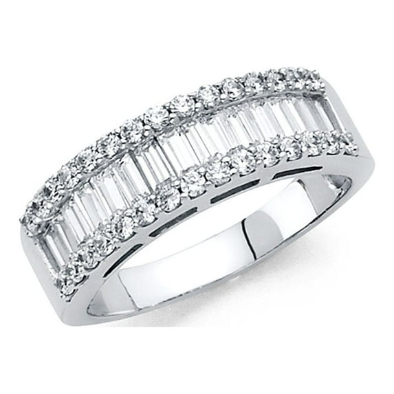 FB Jewels 14K White Gold Ring Cubic Zirconia CZ Ladies Anniversary Wedding Band Size 6.5