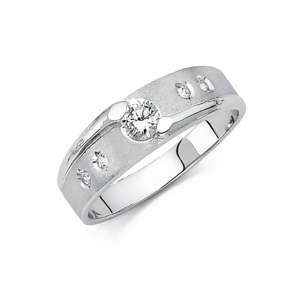 FB Jewels 14K White Gold Ring Cubic Zirconia CZ Mens Anniversary Wedding Band Size 10