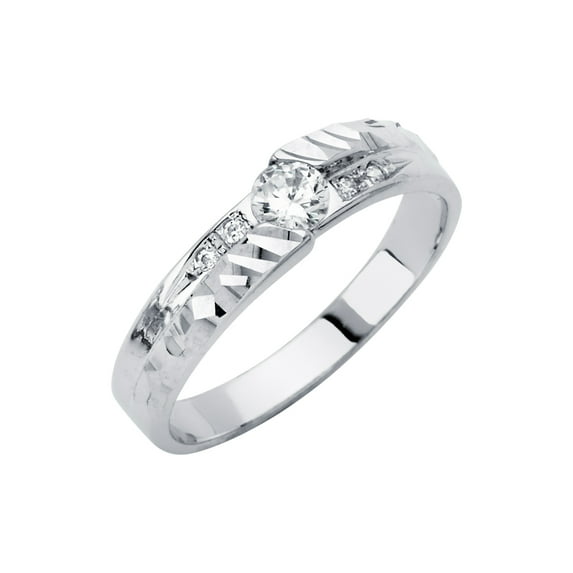 FB Jewels 14K White Gold Ring Mens Cubic Zirconia CZ Anniversary Wedding Band / Trio Set Size 10
