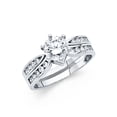 thumbnail image 1 of FB Jewels 14K White Gold Ring Round Cubic Zirconia CZ Duo Set Size 5, 1 of 1