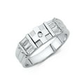 thumbnail image 1 of FB Jewels 14K White Gold Ring Round Cubic Zirconia CZ Mens Anniversary Wedding Band Size 8.5, 1 of 1