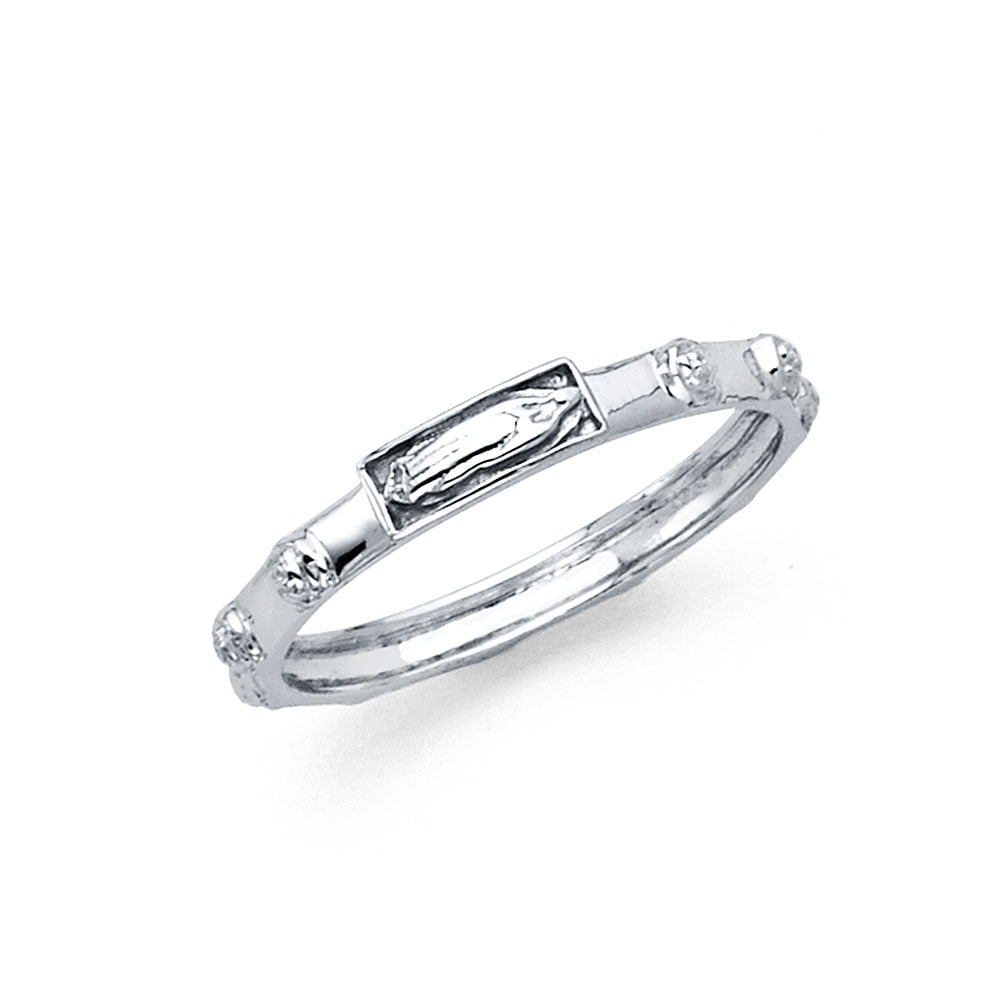 FB Jewels 14K White Gold Rosary Mother Of God Mary Religious Eternity