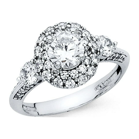FB Jewels 14K White Gold Round Cubic Zirconia CZ Engagement Ring Size 10