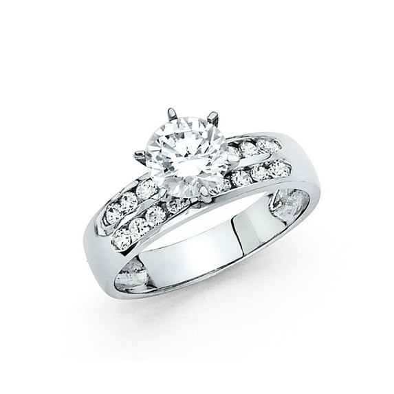 FB Jewels 14K White Gold Round Cubic Zirconia CZ Engagement Ring Size 11.5