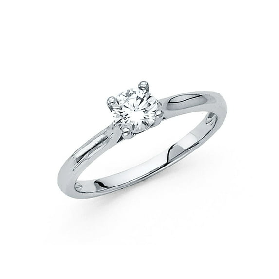 FB Jewels 14K White Gold Round Cubic Zirconia CZ Engagement Ring Size 11.5