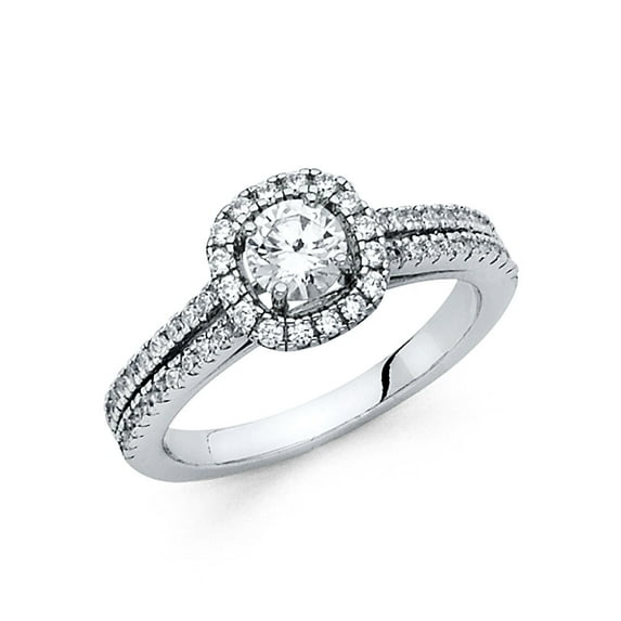 FB Jewels 14K White Gold Round Cubic Zirconia CZ Engagement Ring Size 5