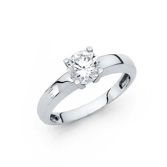 FB Jewels 14K White Gold Round Cubic Zirconia CZ Engagement Ring Size 7