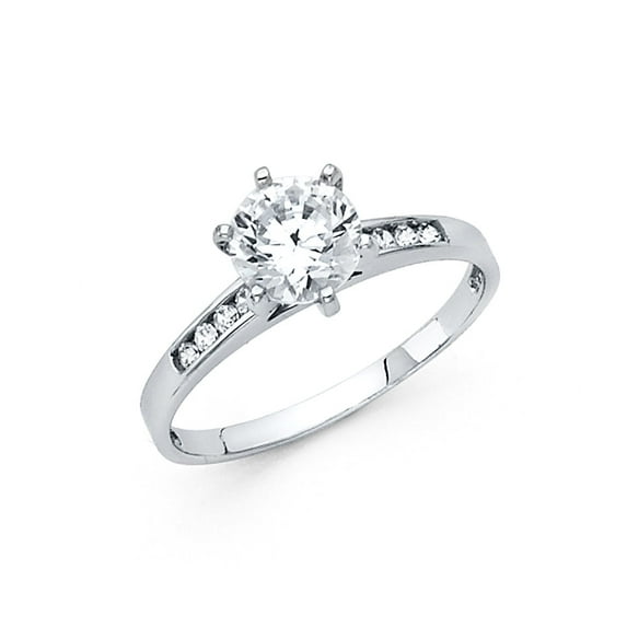 FB Jewels 14K White Gold Round Cubic Zirconia CZ Engagement Ring Size 8.5