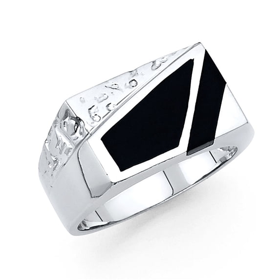 FB Jewels 14K White Gold Simulated Onyx Mens Fashion Anniversary Ring Size 12