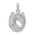 thumbnail image 1 of FB Jewels 14K White Gold White Horse Head In Horseshoe 2D High Polish Pendant, 1 of 3