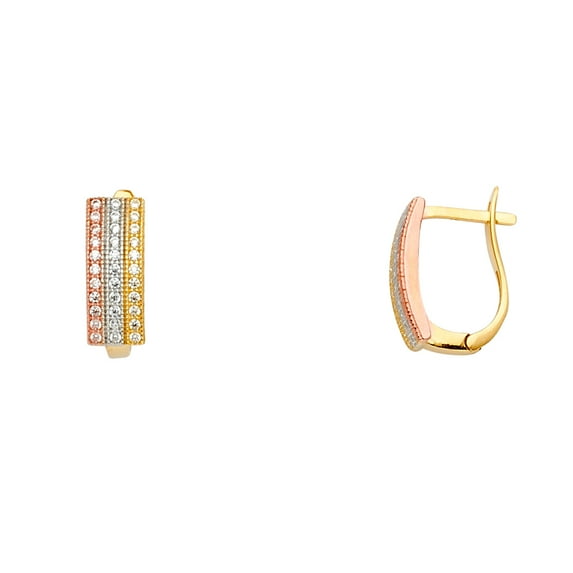 FB Jewels 14K White Yellow And Rose Gold Fancy Cubic Zirconia CZ Womens Drop Dangle Earrings 15MM X 10MM