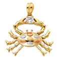 thumbnail image 1 of FB Jewels 14K White Yellow And Rose Tri Color Gold Cubic Zirconia CZ Crab Pendant 22mm X 25mm, 1 of 1