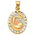 thumbnail image 1 of FB Jewels 14K White Yellow And Rose Tri Color Gold Cubic Zirconia CZ Pendant 17mm X 13mm, 1 of 1