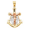thumbnail image 1 of FB Jewels 14K White Yellow And Rose Tri Color Gold Mariner Christian Crucifix Cross Pendant 30mm X 20mm, 1 of 1
