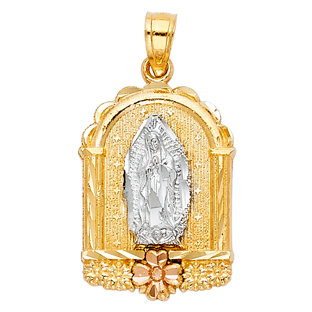 FB Jewels 14K White Yellow And Rose Tri Color Gold Our Lady Of ...