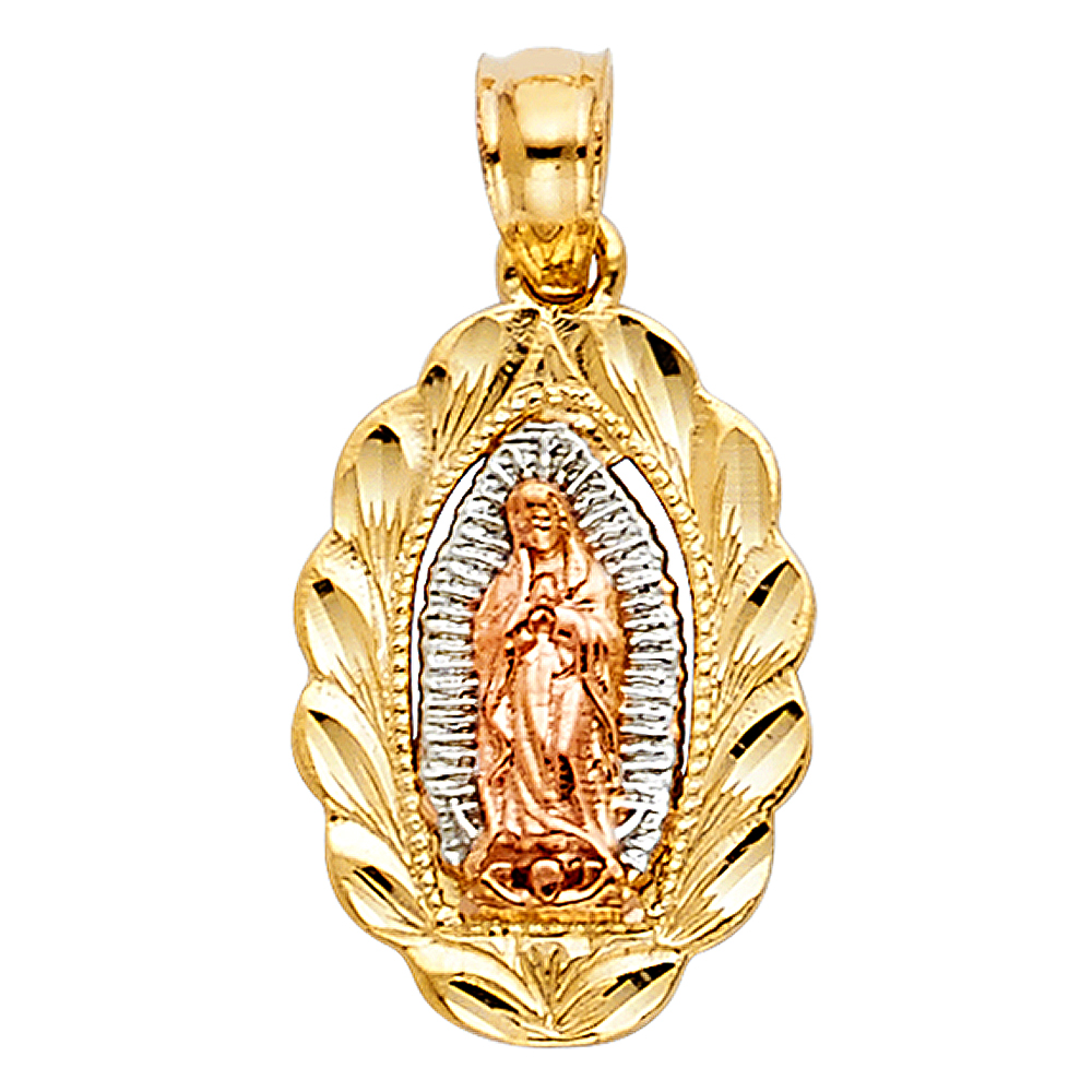 FB Jewels 14K White Yellow And Rose Tri Color Gold Our Lady Of ...