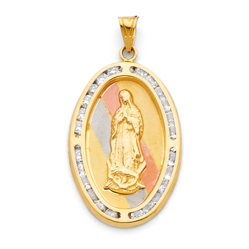FB Jewels 14K White Yellow And Rose Tri Color Gold Our Lady of ...