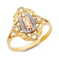 thumbnail image 1 of FB Jewels 14K White Yellow and Rose Three Color Gold Our Lady of Guadalupe Virgin Mary Cubic Zirconia CZ Ring Size 6.5, 1 of 1