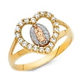 thumbnail image 1 of FB Jewels 14K White Yellow and Rose Three Color Gold Our Lady of Guadalupe Virgin Mary Cubic Zirconia CZ Ring Size 9, 1 of 1