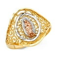 thumbnail image 1 of FB Jewels 14K White Yellow and Rose Three Color Gold Our Lady of Guadalupe Virgin Mary Ring Size 5.5, 1 of 1