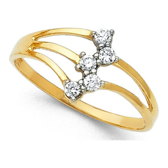 FB Jewels 14K White Yellow and Rose Three Color Gold Semanario Cubic Zirconia CZ Ring Size 11.5