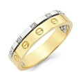 thumbnail image 1 of FB Jewels 14K White and Yellow Gold Ring Two Tone Cubic Zirconia CZ Ladies Anniversary Wedding Band Size 9.5, 1 of 1