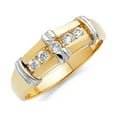 thumbnail image 1 of FB Jewels 14K White and Yellow Gold Ring Two Tone Cubic Zirconia CZ Mens Anniversary Wedding Band Size 10, 1 of 1