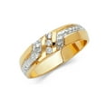 thumbnail image 1 of FB Jewels 14K White and Yellow Gold Ring Two Tone Cubic Zirconia CZ Mens Anniversary Wedding Band Size 5.5, 1 of 1