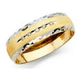 thumbnail image 1 of FB Jewels 14K White and Yellow Gold Ring Two Tone Mens Cubic Zirconia CZ Anniversary Wedding Band Size 10, 1 of 1