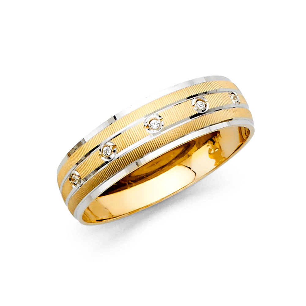 FB Jewels 14K White and Yellow Gold Ring Two Tone Mens Cubic Zirconia ...